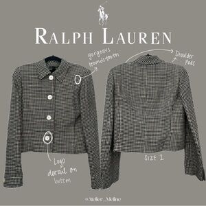 Ralph Lauren Houndstooth Black and White Blazer Jacket Tailored Fit